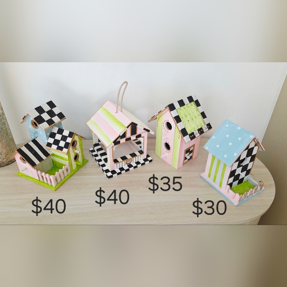Hand- Painted, Checked,Colorful Birdhouse!